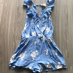 Blue and white flowy romper